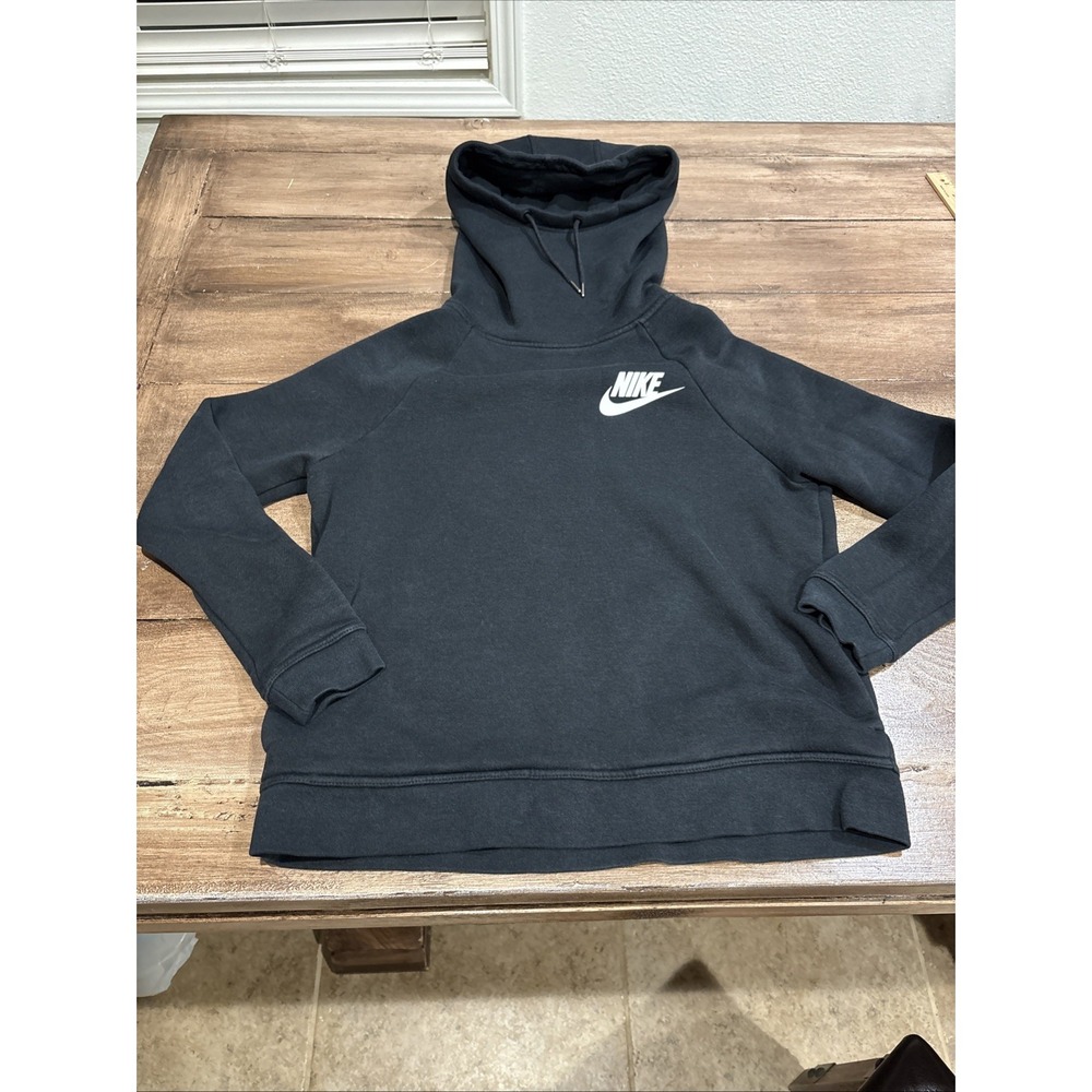 Nike Hoodie Women's‎ Small Black Sweatshirt Red Tag Swoosh Pullover High Neck